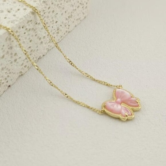 💎Kendra Scott Haley Pink Bow Gold Necklace🎀 - Picture 3 of 3